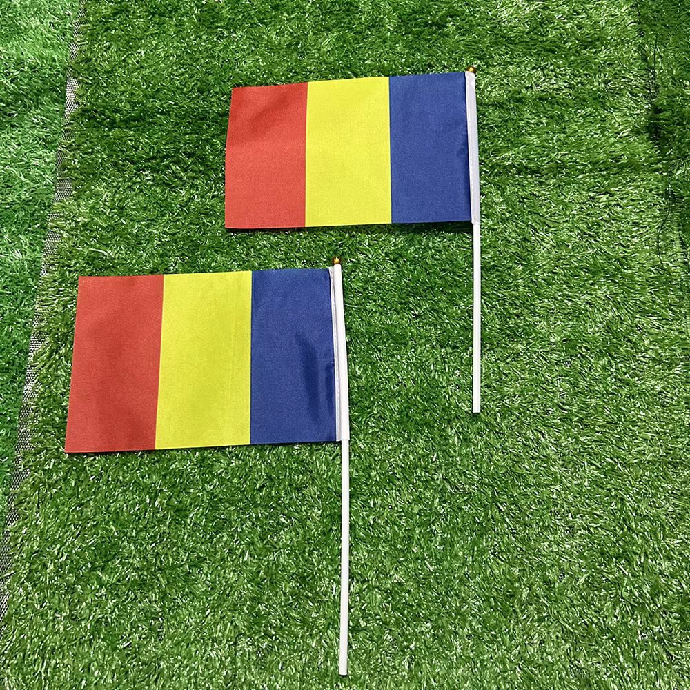 Bandera de mano Rumanía con mástil plástico para celebraciones - imagen 5