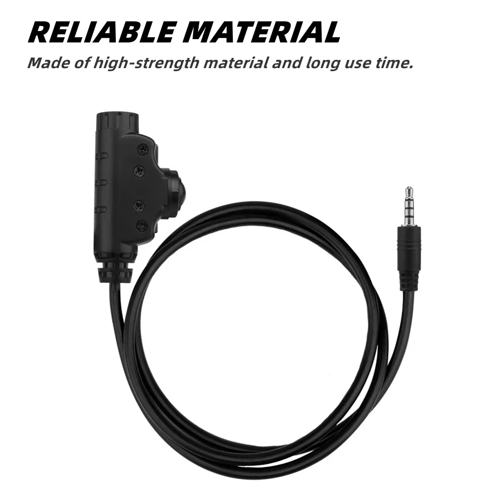 Cable PTT para auriculares airsoft con adaptador Kenwood y Baofeng