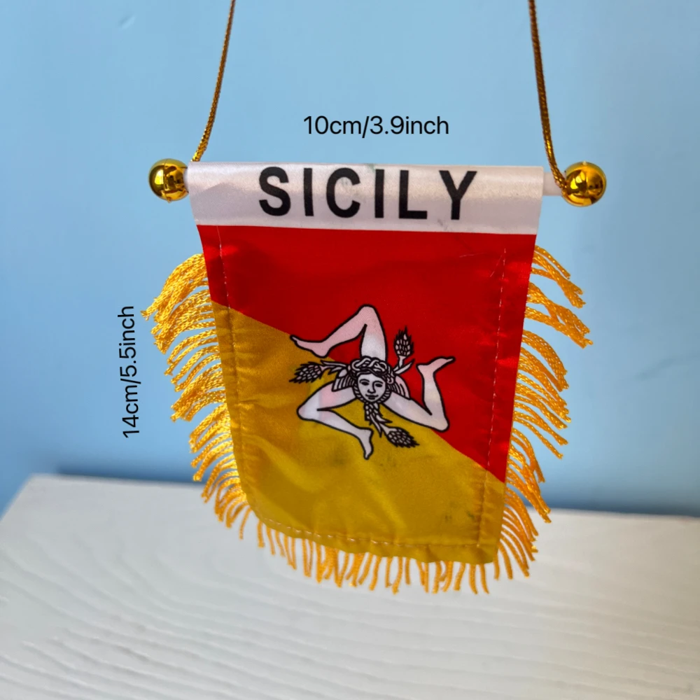 Primer plano del tejido y la costura del banderín de Sicilia