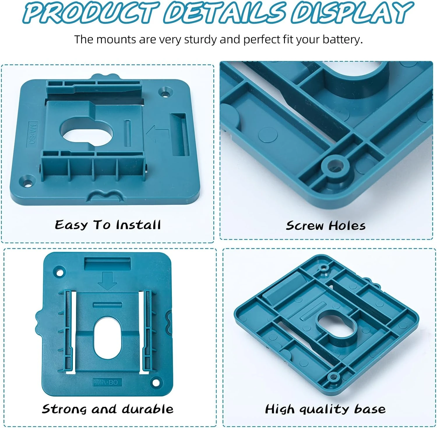 Soporte de pared batería Makita 18V en ABS con tornillos, sin batería