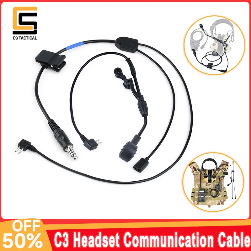 WADSN Auriculares tácticos PTT inalámbricos nylon C3 para radio - imagen 4