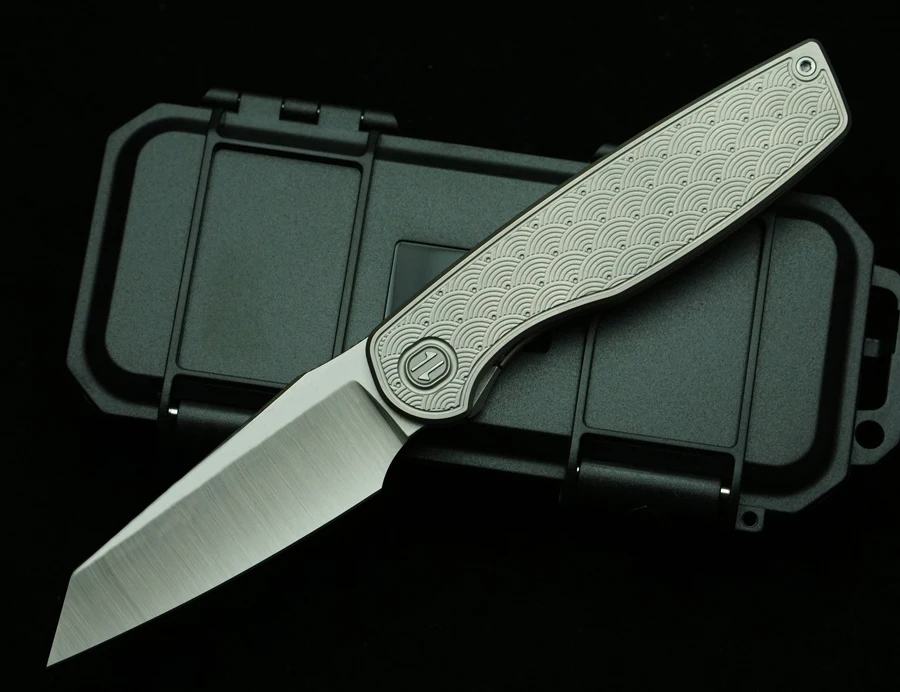 Cuchillo plegable LEMIFSHE Brown Cortex M390 – Titanio EDC táctico - imagen 4