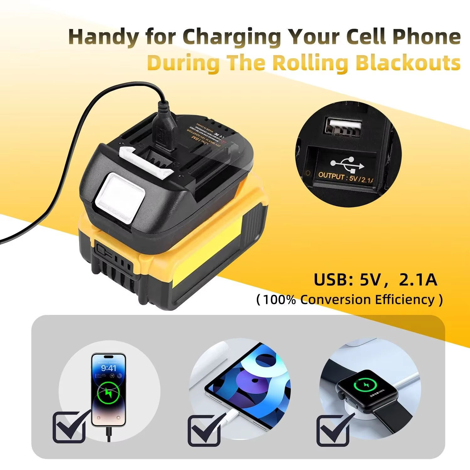 Adaptador conversor 20V a 18V para Milwaukee Dewalt Makita - imagen 5