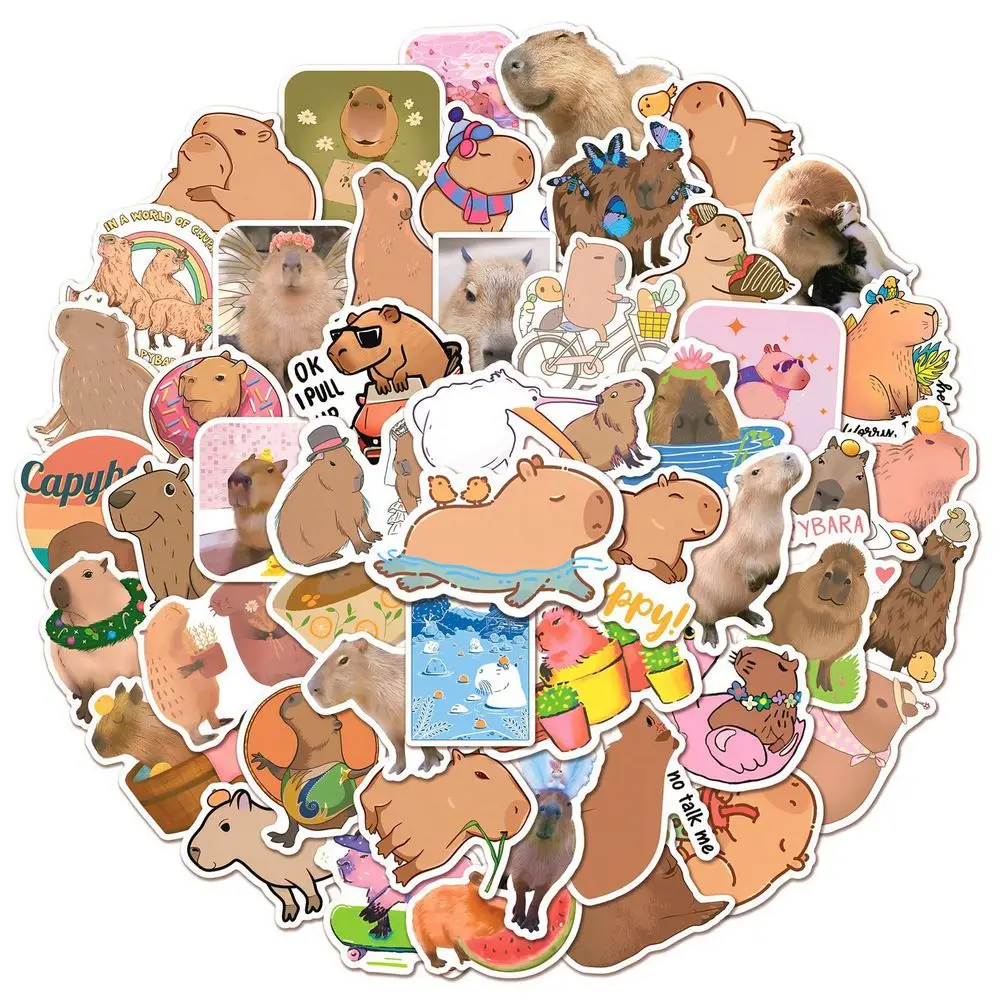 Pegatinas infantiles de capibara marrones estilo dibujo animado - imagen 5