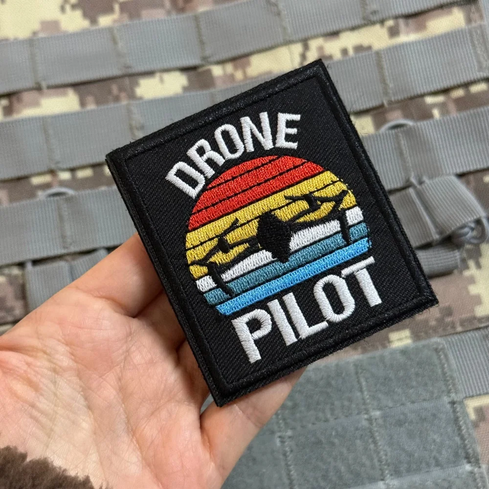 Insignia táctica morale vintage de dron quadcopter adhesiva para mochila - imagen 4