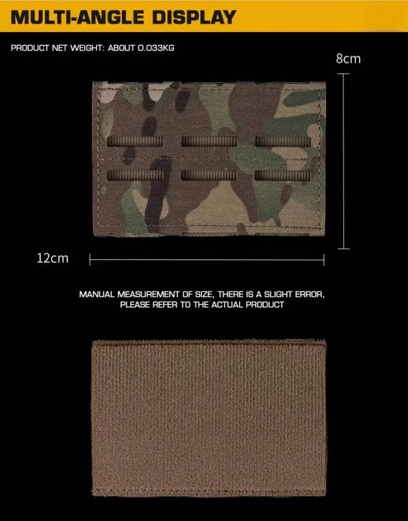 Detalle del panel compatible con accesorios MOLLE