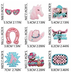 Parche bordado vaquero sombrero mariposa caballo rosa planchar o coser
