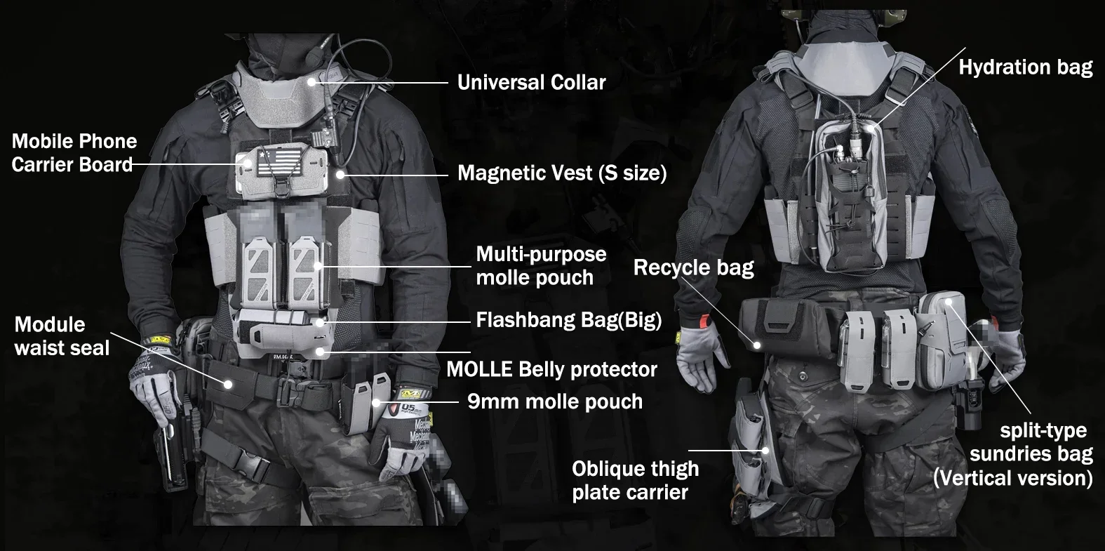 Bolsa táctica táctica con sistema MOLLE