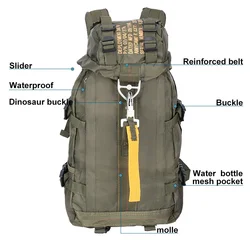 Mochila táctica MOLLE con compartimentos para senderismo y acampada