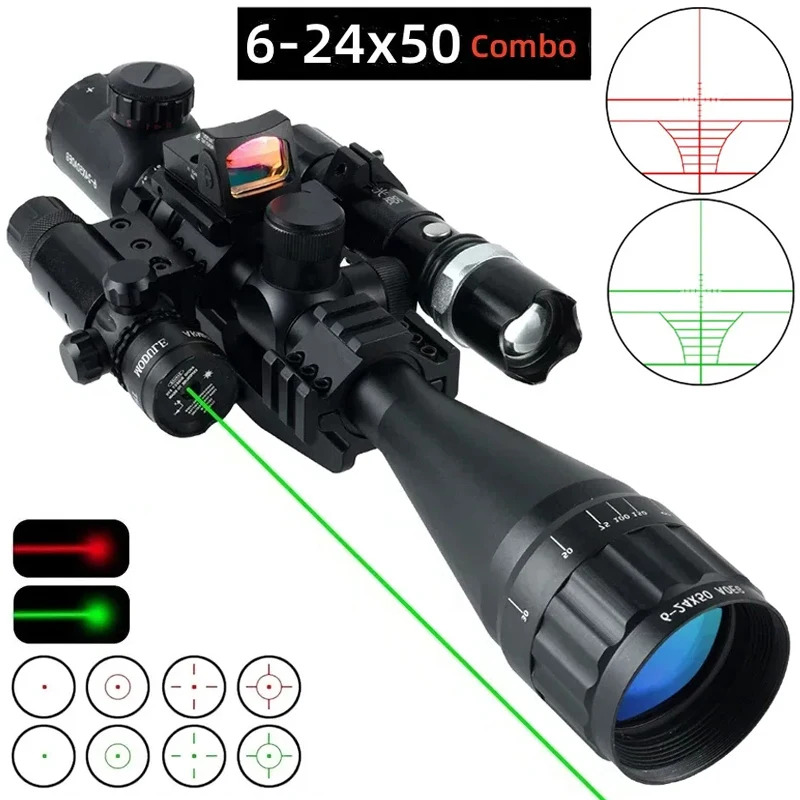 Mira telescópica AOEG para airsoft con láser rojo y verde