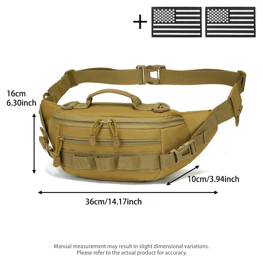 Bolsa táctica de cintura MOLLE con doble cremallera y bandolera - imagen 4