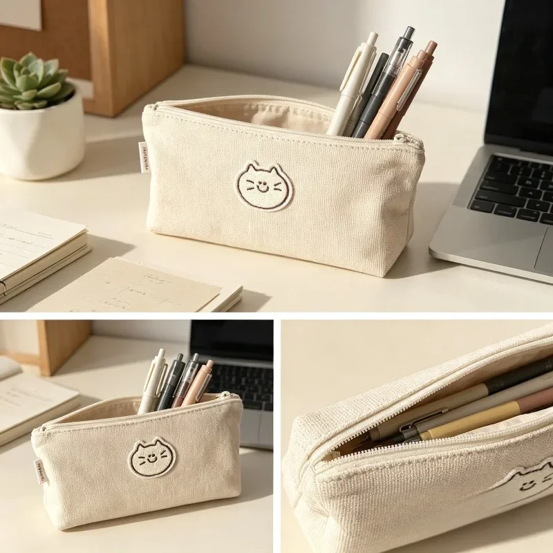 AY Estuche de lona para lápices gato y perro, gran capacidad - imagen 4