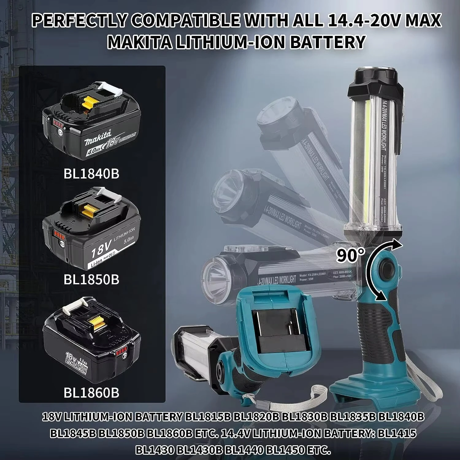 Luz con batería Makita y función USB