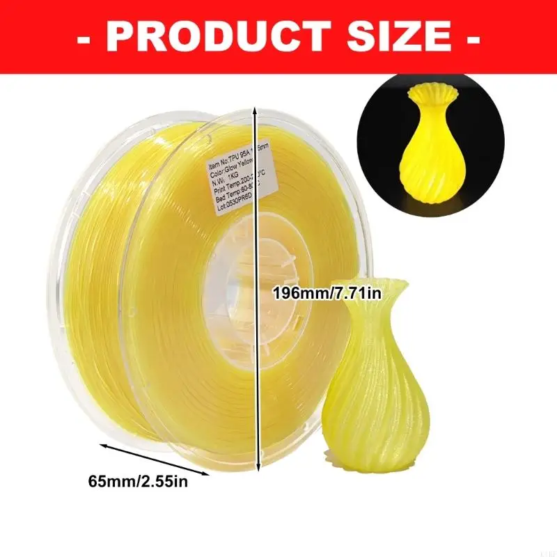 Filamento TPU fotoluminiscente 1,75 mm impresión 3D poliuretano 95A - imagen 2