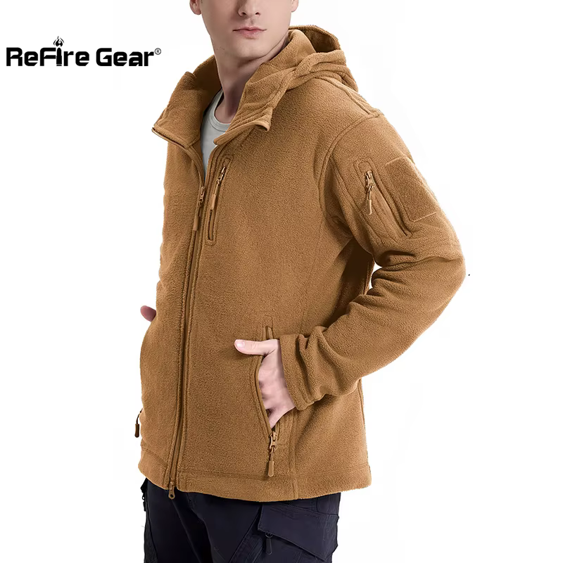 Chaqueta táctica de forro polar con capucha y bolsillos – Invierno - imagen 3