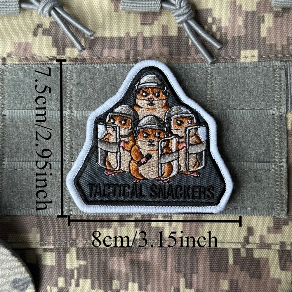 SNACKERS Parche táctico militar bordado con velcro para brazalete