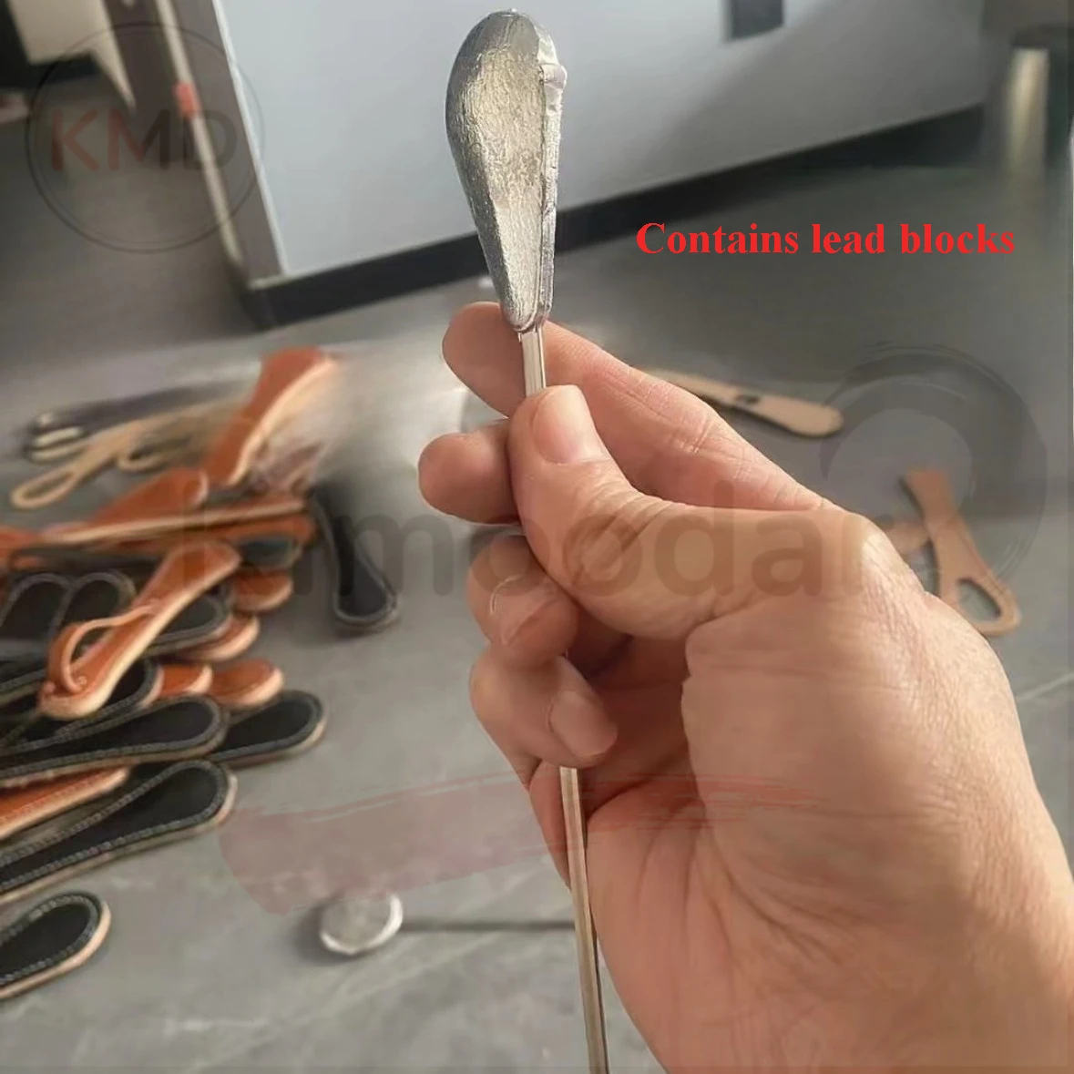 Clapper de cuero americano con plomo integrado, cosido a mano - imagen 4
