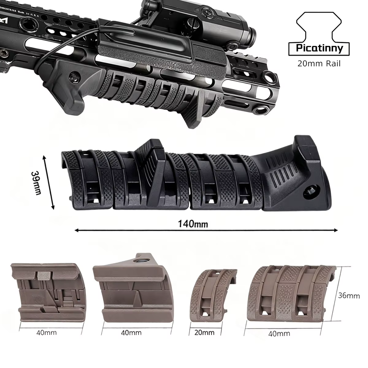 Protectores riel Picatinny M-LOK de goma antideslizantes para Airsoft - imagen 4