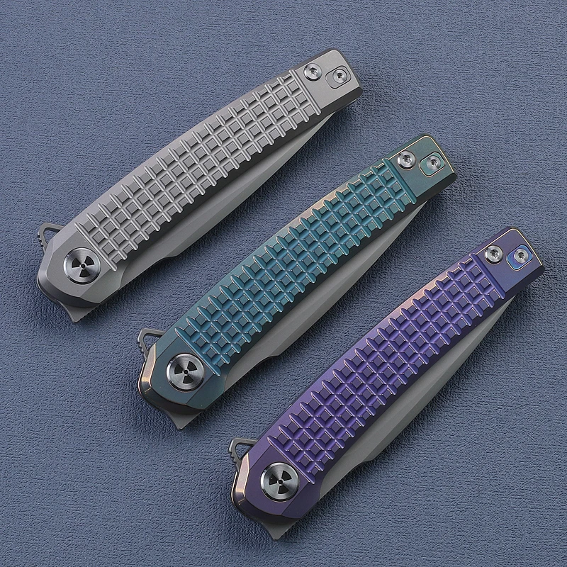 LEMIFSHE JR9613 Cuchillo plegable táctico M390 titanio EDC - imagen 5
