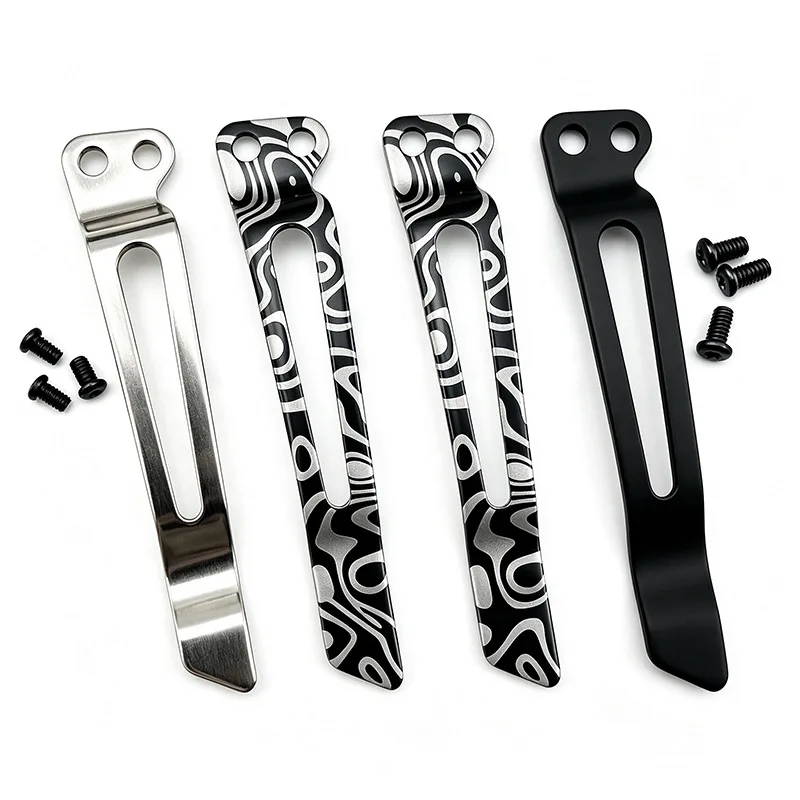 Cuchillo táctico con acero damasco y clip de bolsillo negro/blanco - imagen 5