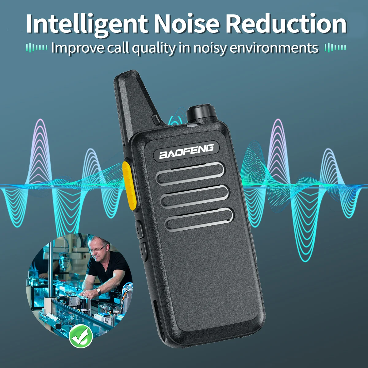 Walkie talkie mini BF-T20 portátil, VOX y carga USB - imagen 2