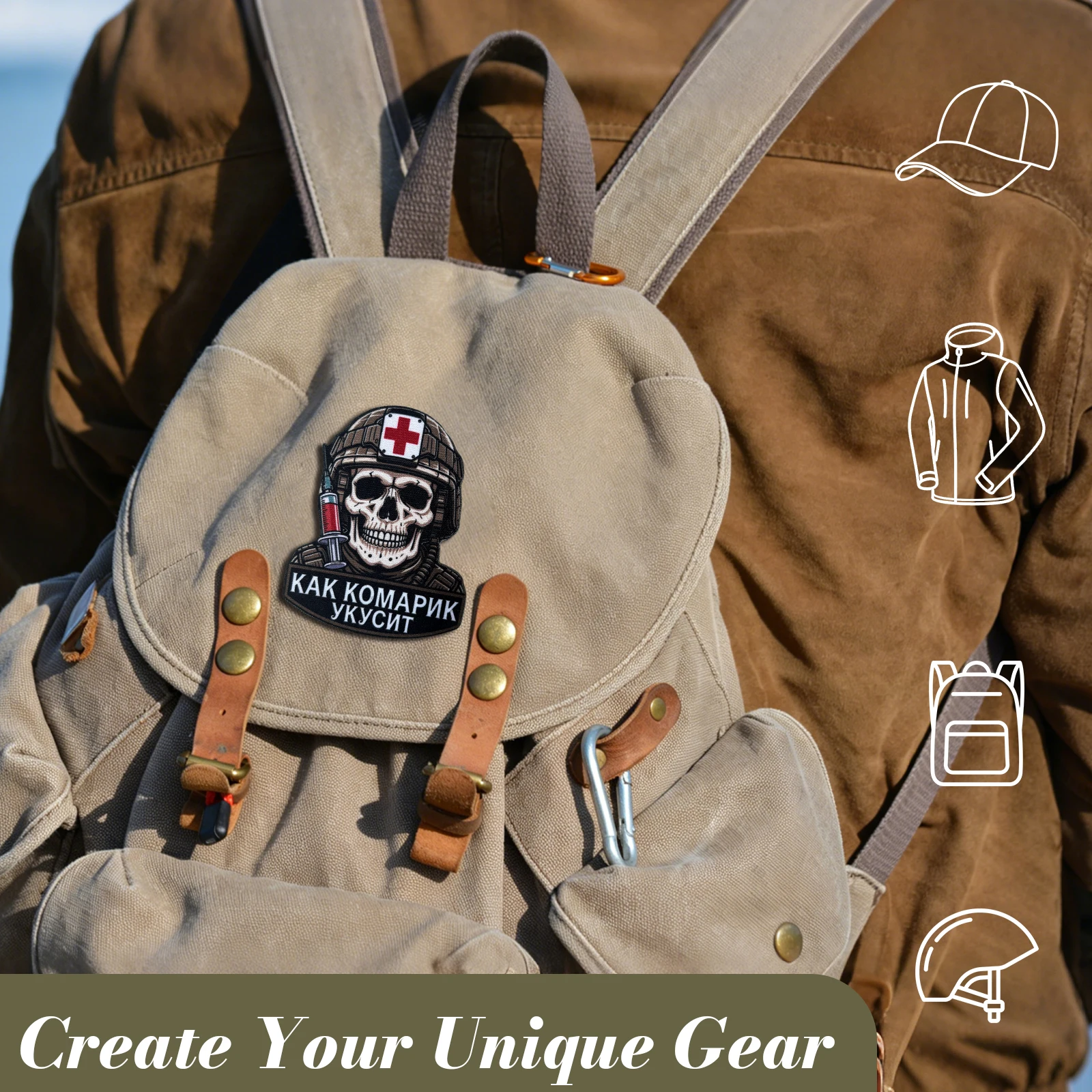 Parche táctico Medic Skull bordado para MOLLE chaleco airsoft - imagen 2