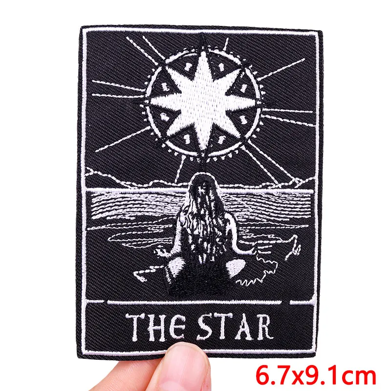 Parche bordado de gato estilo tarot termoadhesivo para ropa y mochila - imagen 3
