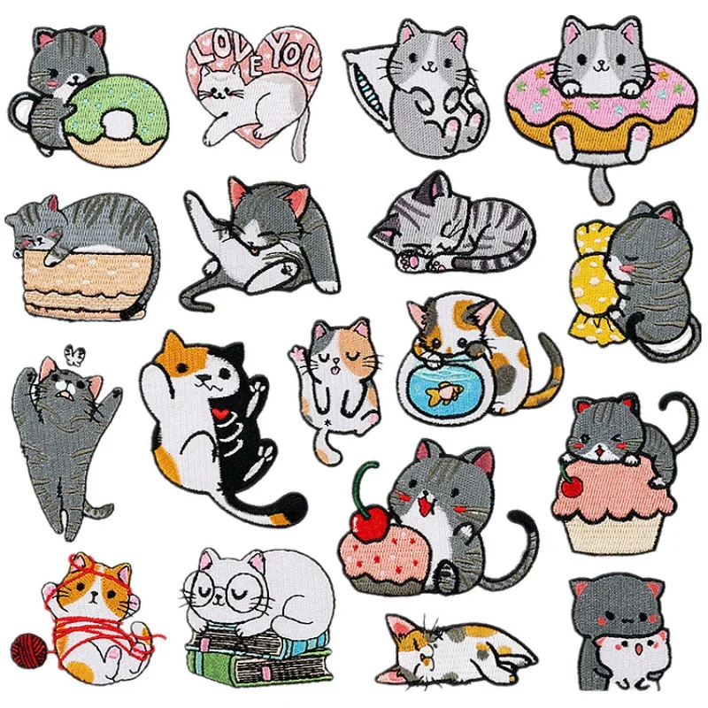 Parche bordado para planchar gatitos juguetones en ropa de bebé