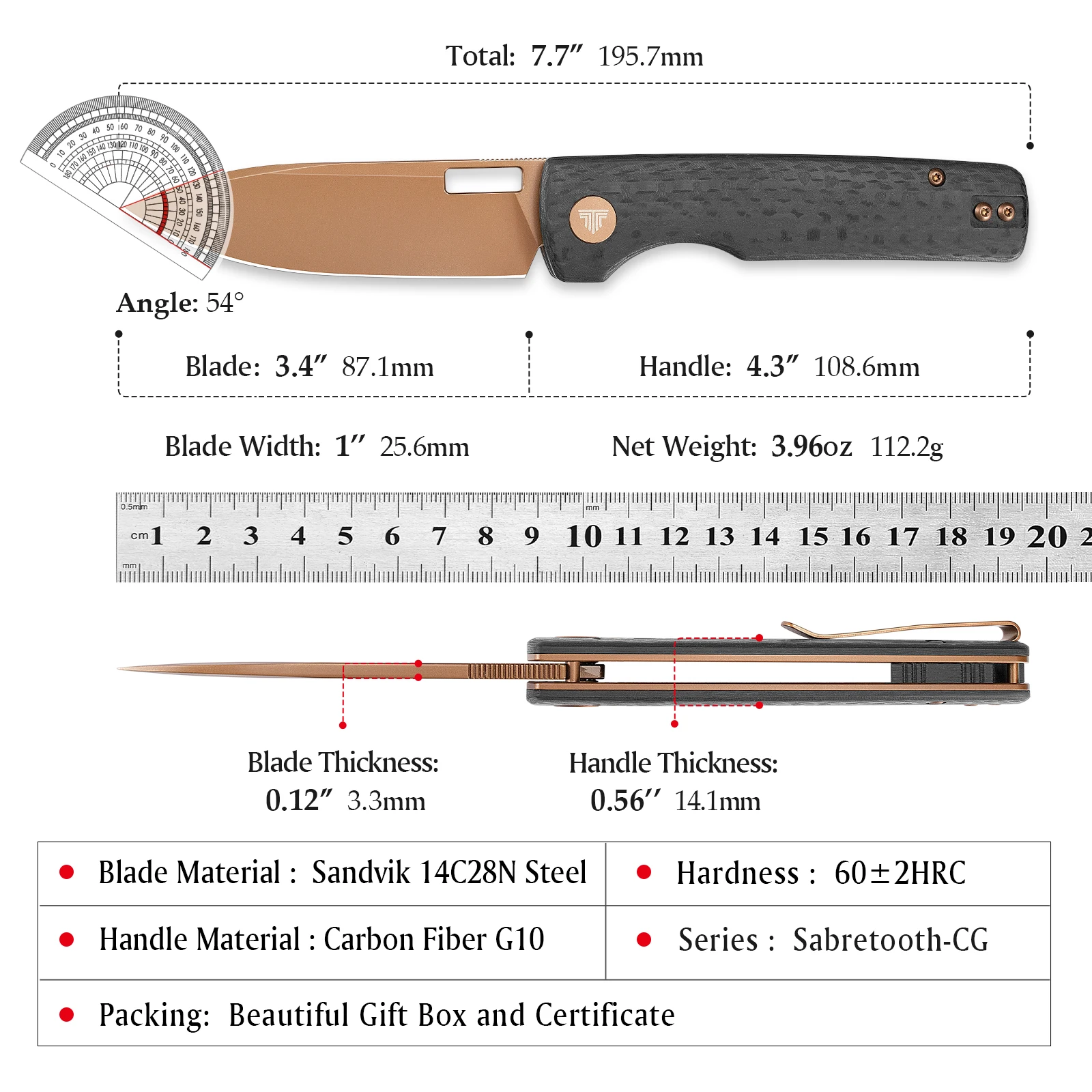 Cuchillo plegable táctico TRIVISA Sabretooth-CG, para outdoor - imagen 5