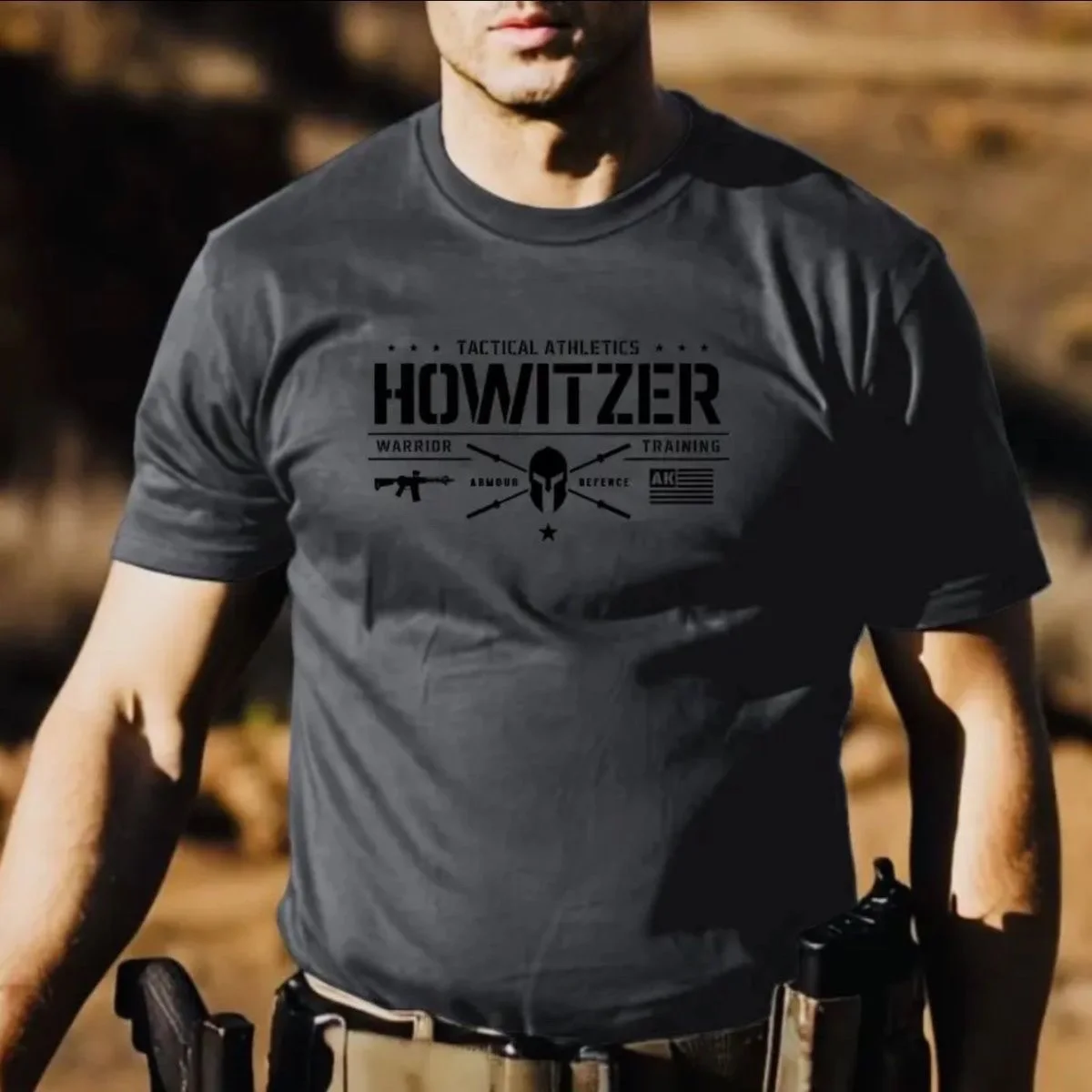 Camiseta táctica de algodón, cuello redondo, manga corta retro - imagen 4