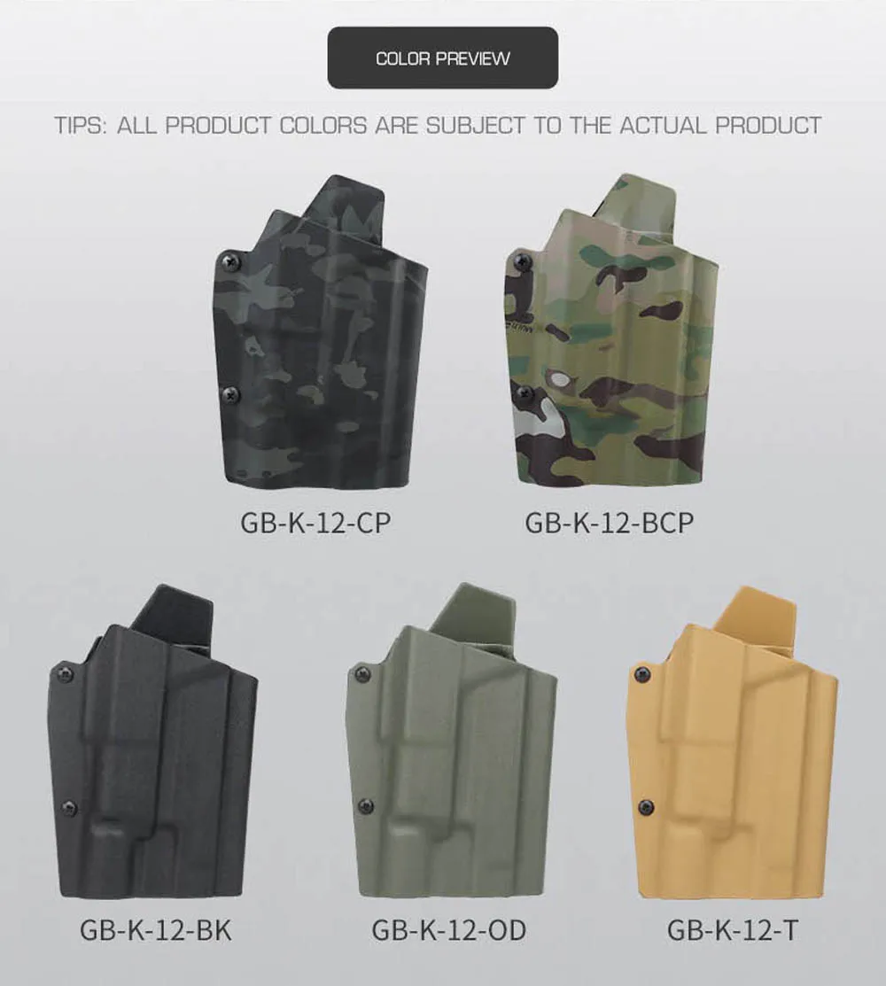 Vista general de la funda táctica Kydex para P226 con linterna