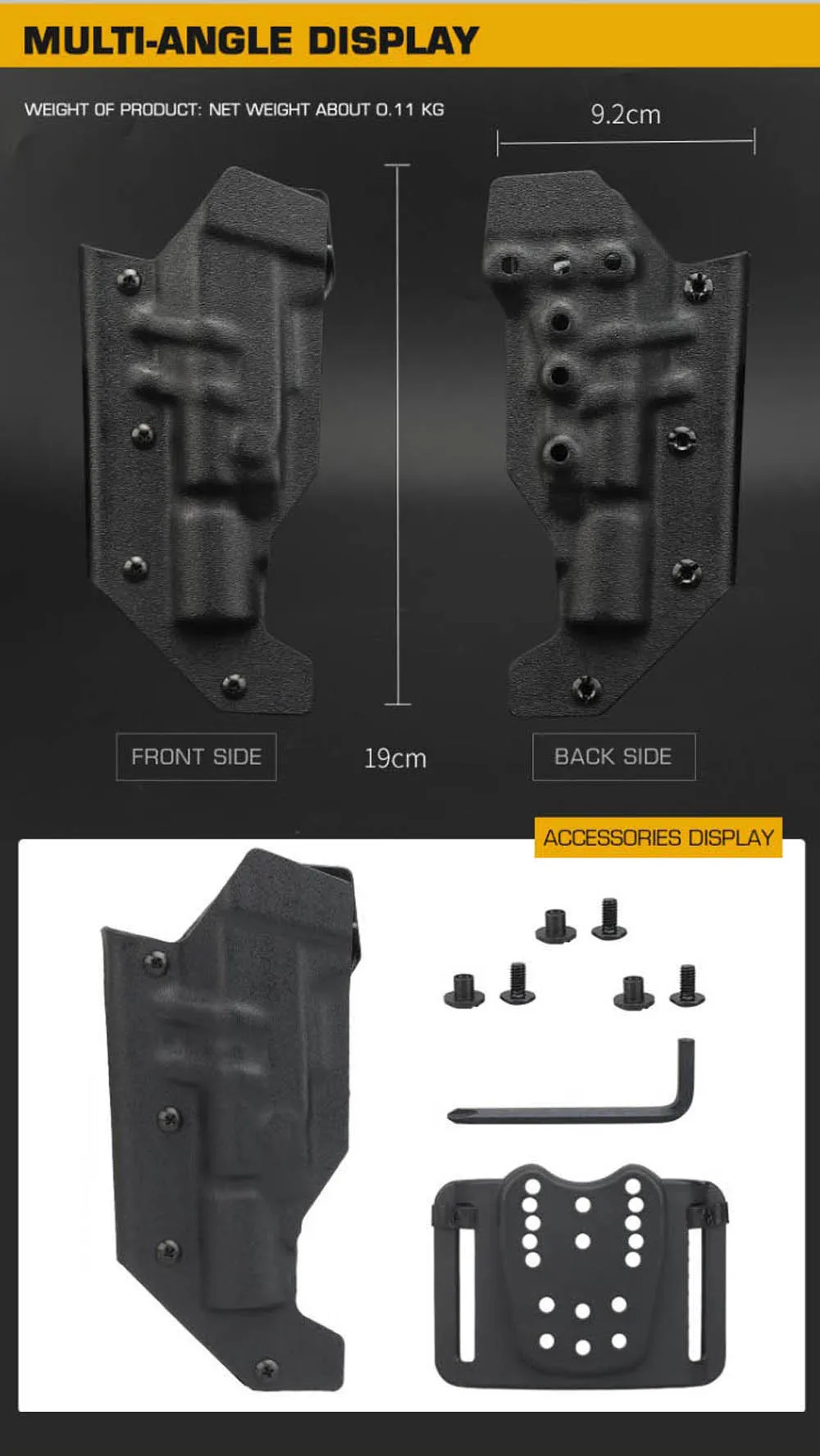 Detalle del perfil de la funda y zona para linterna
