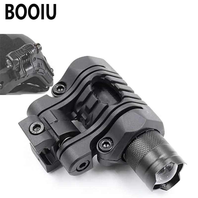 BOOIU Linterna táctica LED para casco con soporte y estroboscópica