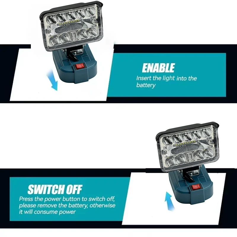 Lámpara de trabajo LED plegable Makita 18V con protección bajo voltaje - imagen 3