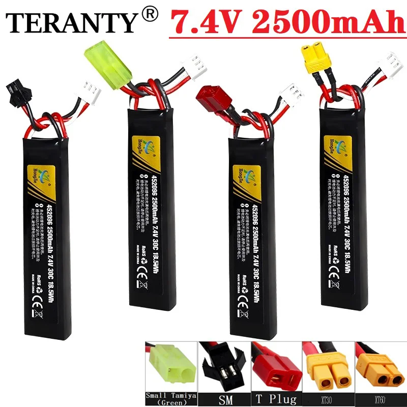Batería Lipo 7.4V 2500mAh 2S conector Tamiya para pistola airsoft
