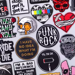 Parche bordado termoadhesivo calavera punk rock – Chaqueta o sombrero