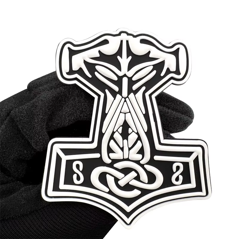 Parche táctico martillo de Thor vikingo nórdico PVC con velcro - imagen 5