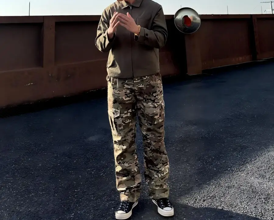 Pantalones tácticos camuflaje americano estilo retro pierna recta - imagen 2