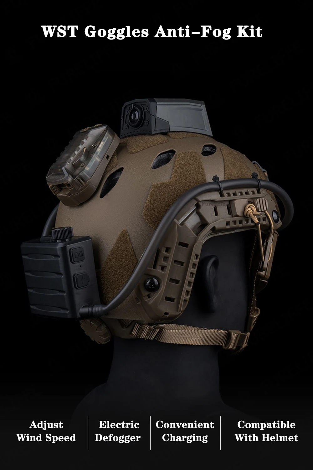 Kit antiniebla de gafas WST desempañador eléctrico montado en casco