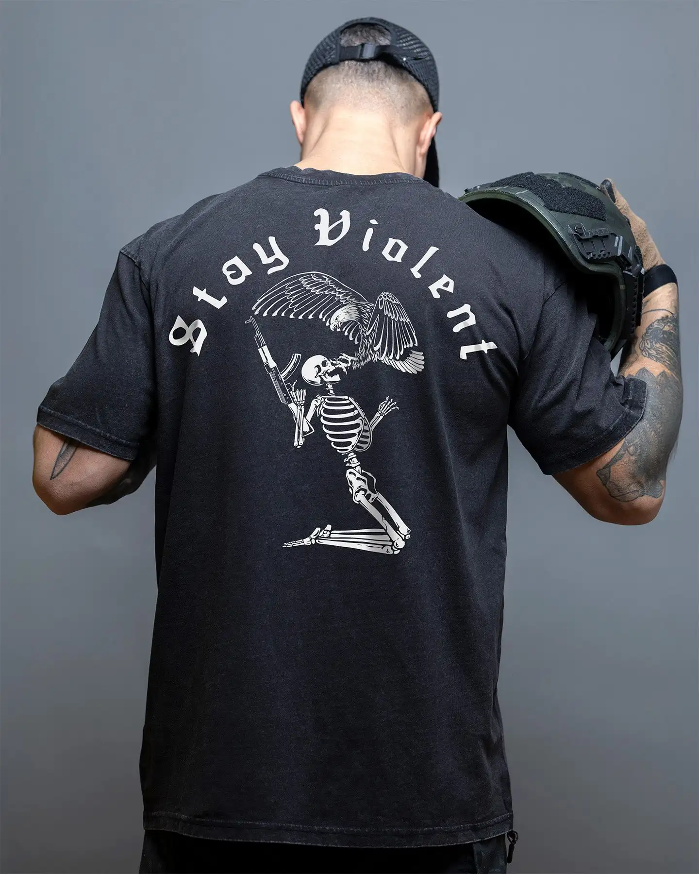 Stay Violent Camiseta táctica transpirable de algodón para deporte - imagen 5