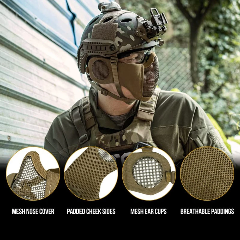Máscara de airsoft malla plegable con protección auditiva - imagen 5