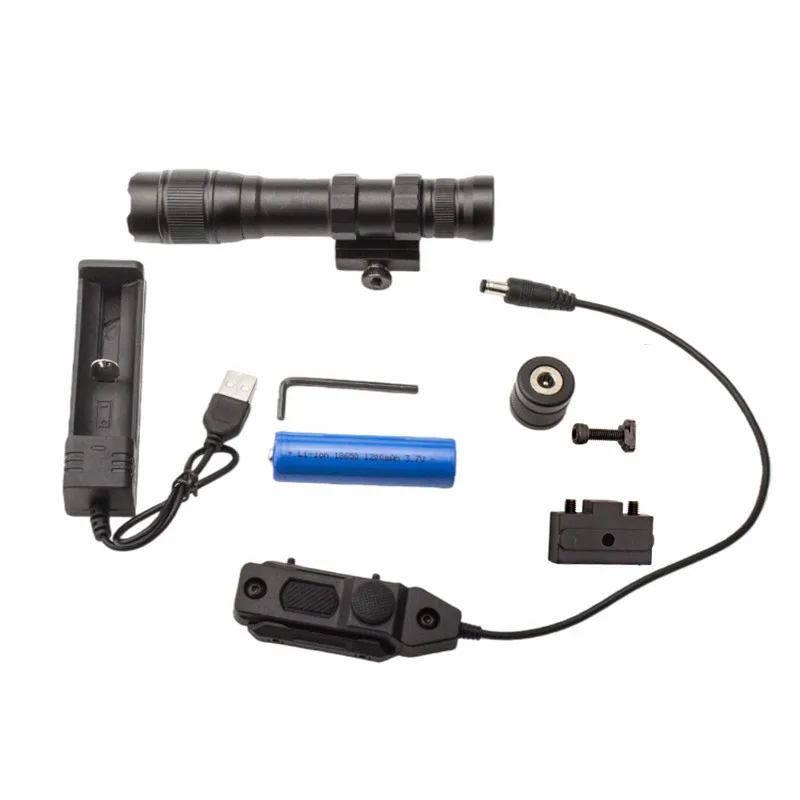 Linterna táctica LED compatible con riel Picatinny para caza montada - imagen 5