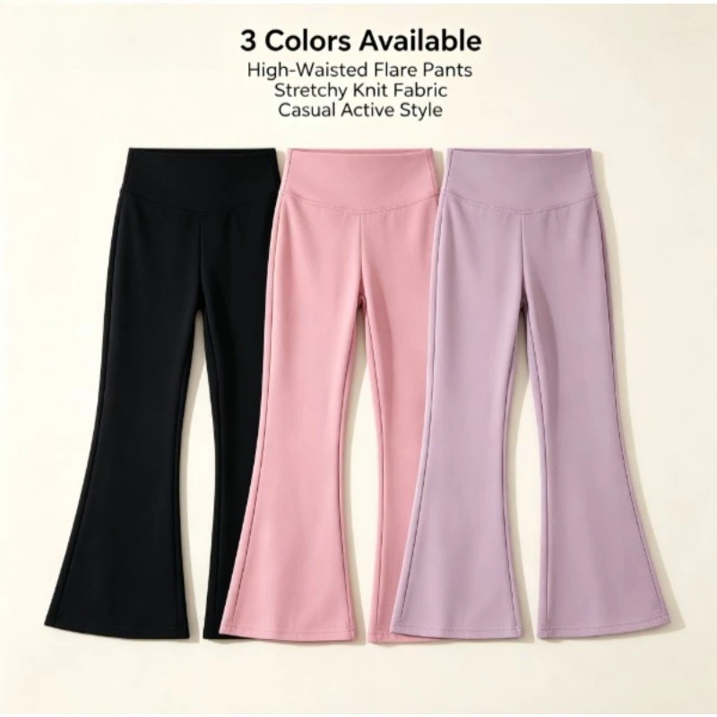 Leggings acampanados de cintura alta para niña, elásticos - imagen 5