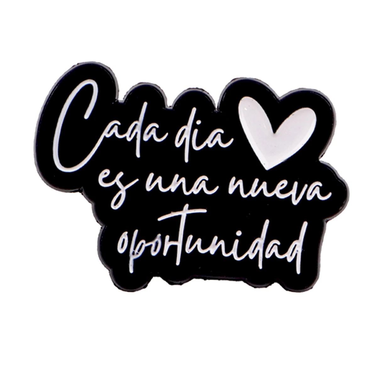 Pin de esmalte con cita inspiradora corazón blanco y negro