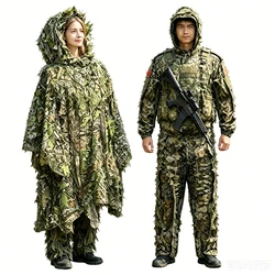 Traje ghillie camuflaje biónico hojas tridimensionales táctico