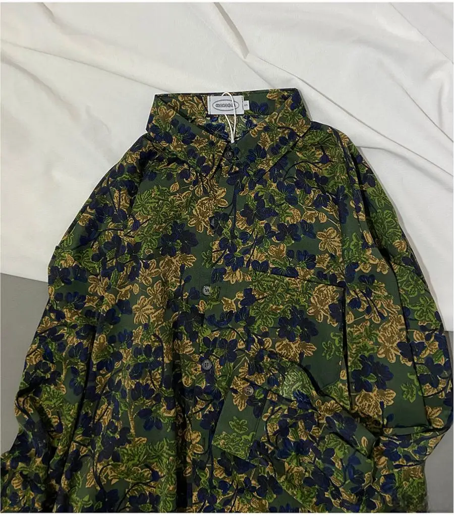 Camisa de manga larga verde oscuro estilo retro campestre - imagen 5