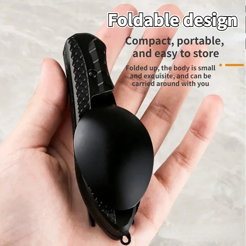 Conjunto de cubiertos para acampar plegables en acero inoxidable - imagen 4