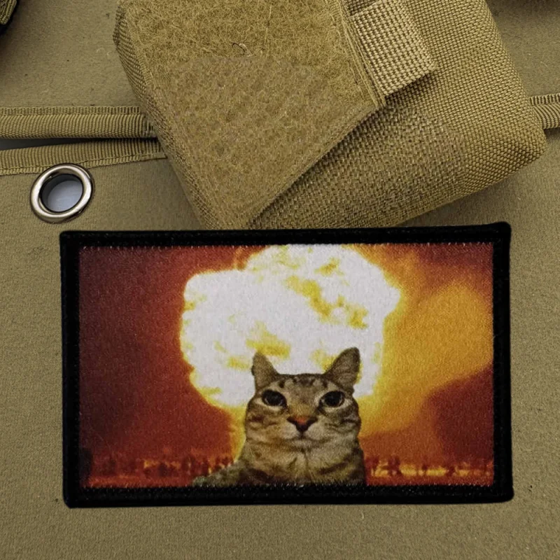 Parches con estampado de gato meme para personalizar brazaletes y ropa