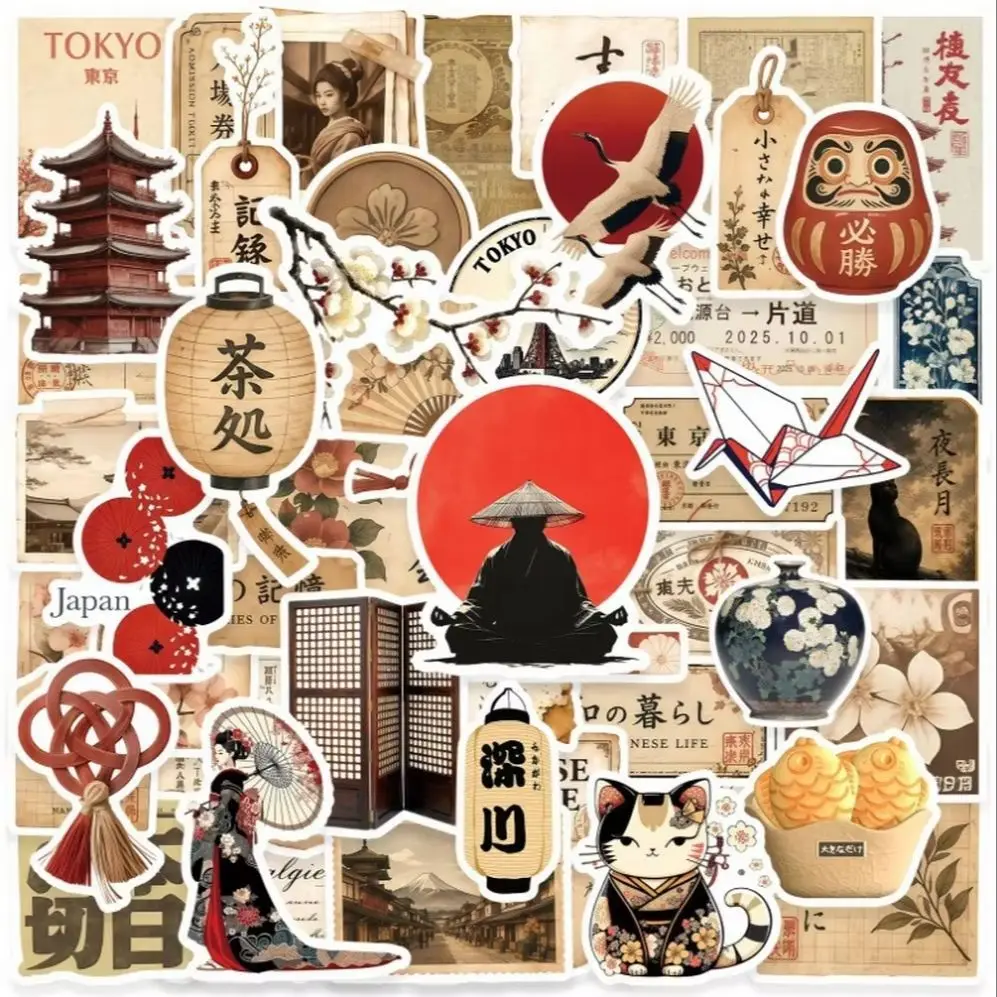 Diseños retro japoneses para personalizar cuadernos y accesorios