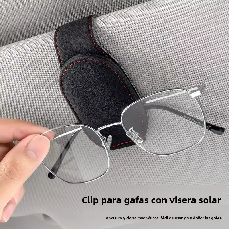 Clip gafas de sol multiusos funda cuero para visera coche - imagen 3